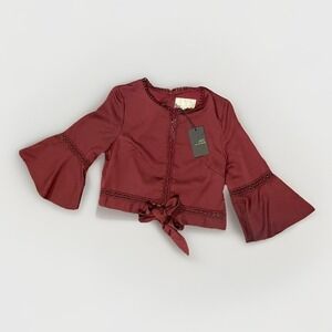 J.O.A. Las Angelas Red Cropped Top‎ Maroon Blouse Small